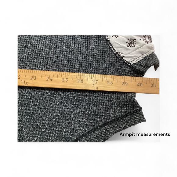 Free people blossom Puff sleeve waffle knit sz SP grey - Picture 4 of 7